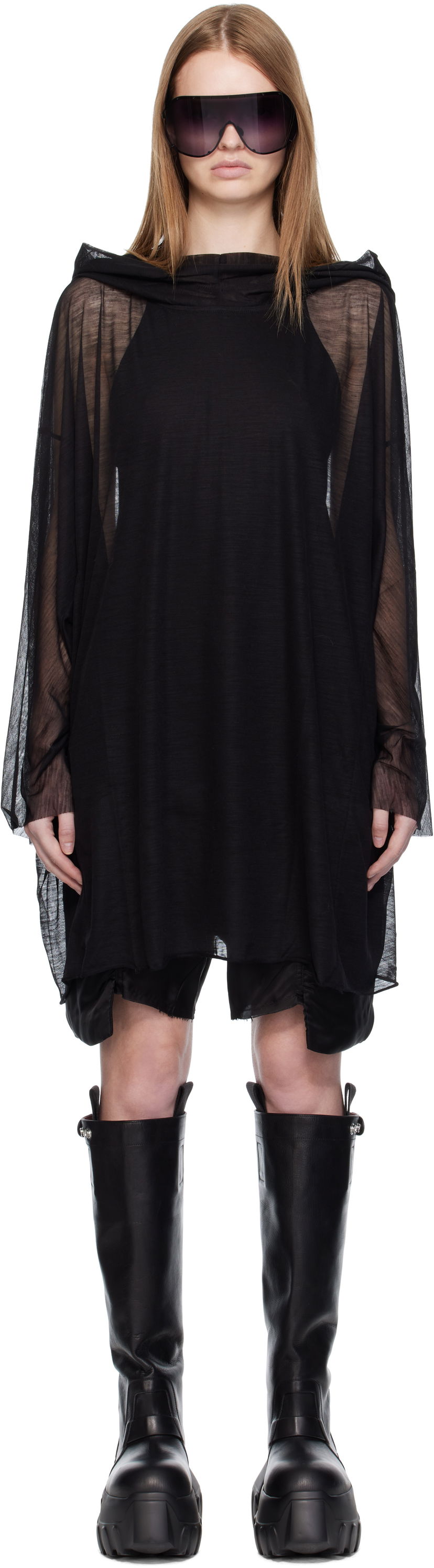 Sweatshirt Rick Owens Rick Owens Concordians Hooded Tunic Sort | RP02E4536 JWR