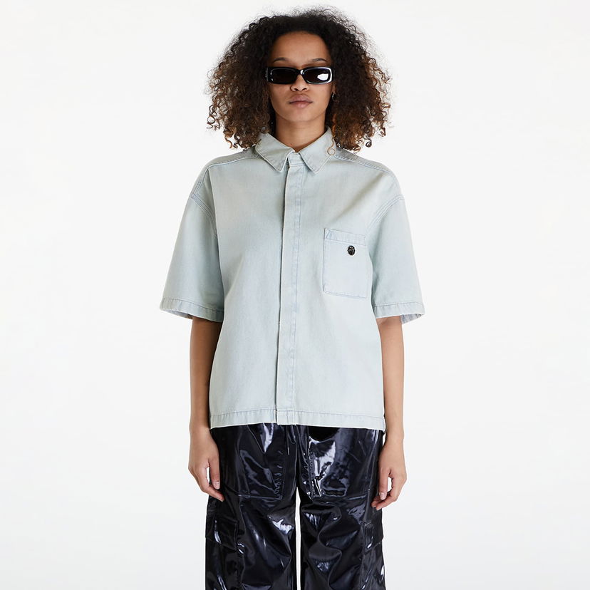 Skjorte Ambush Boxy Fit Denim Shirt UNISEX Light Blue Blå | BMYD001S24DEN0024200
