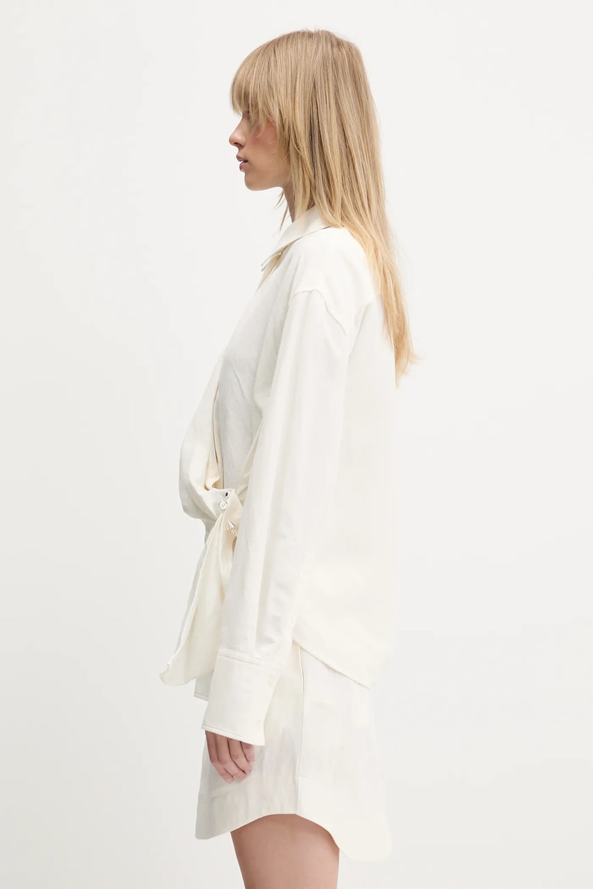 Kjole JW Anderson JW Anderson Draped Twisted Relaxed Linen-Blend Shirt Hvid | SH0346.PG1690.002, 1