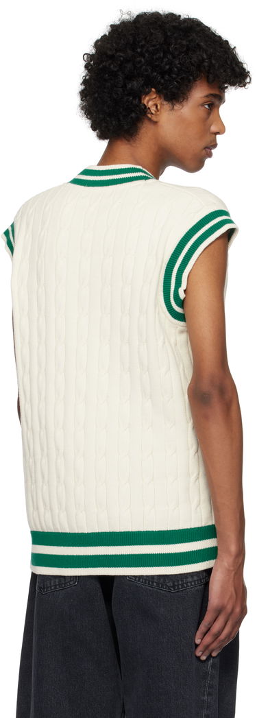Sweater Fred Perry Fred Perry Cable Knit Tennis Vest Hvid | K9721, 2