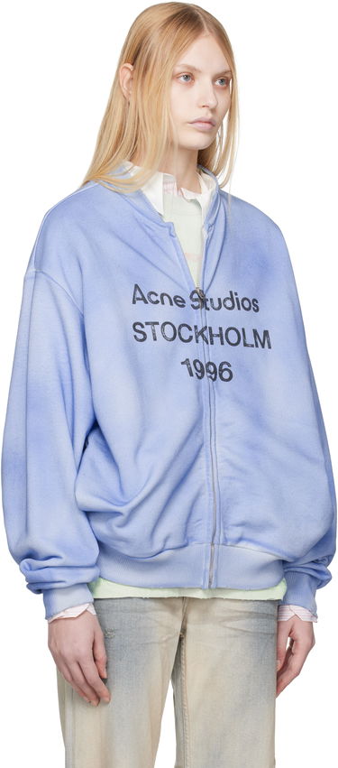 Bomberjakke Acne Studios Acne Studios Logo Zip Sweater Mørkeblå | CI0189-, 4