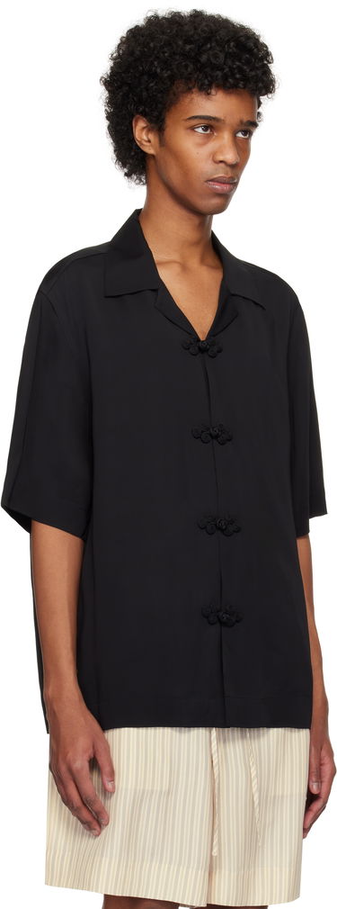 Skjorte Róhe Róhe Knotted Button Short Sleeve Shirt Sort | 314-19-083, 1