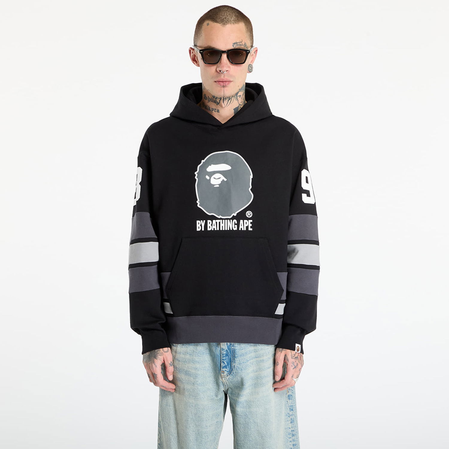Sweatshirt BAPE Bape Pullover Hoodie with Ape Head Logo Sort | 001PPL801005MBLK, 0