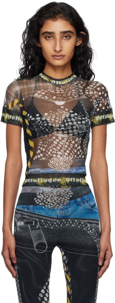 T-shirt Ottolinger Ottolinger Mesh Print T-Shirt Sort | 101-100401-04, 0