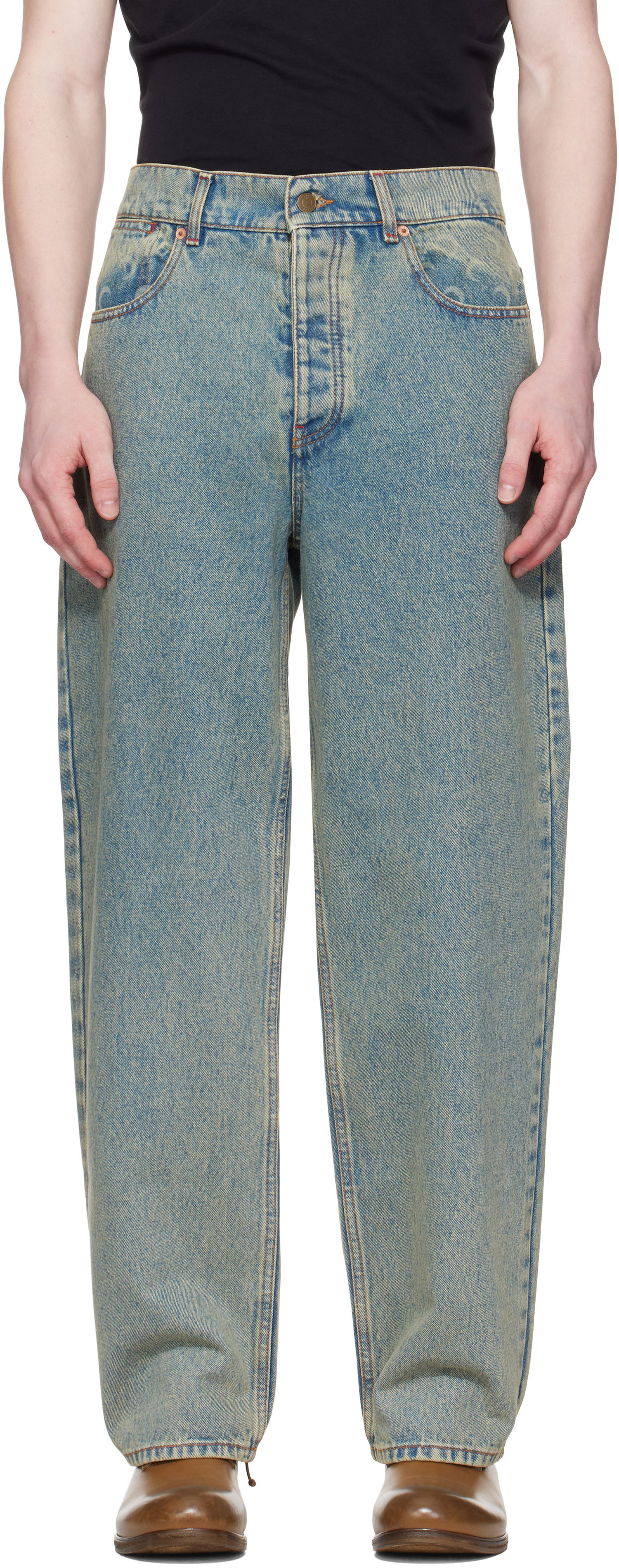Jeans Marine Serre Marine Serre Moon Laser Baggy Jeans Blå | MPA070A CDEN0003, 0