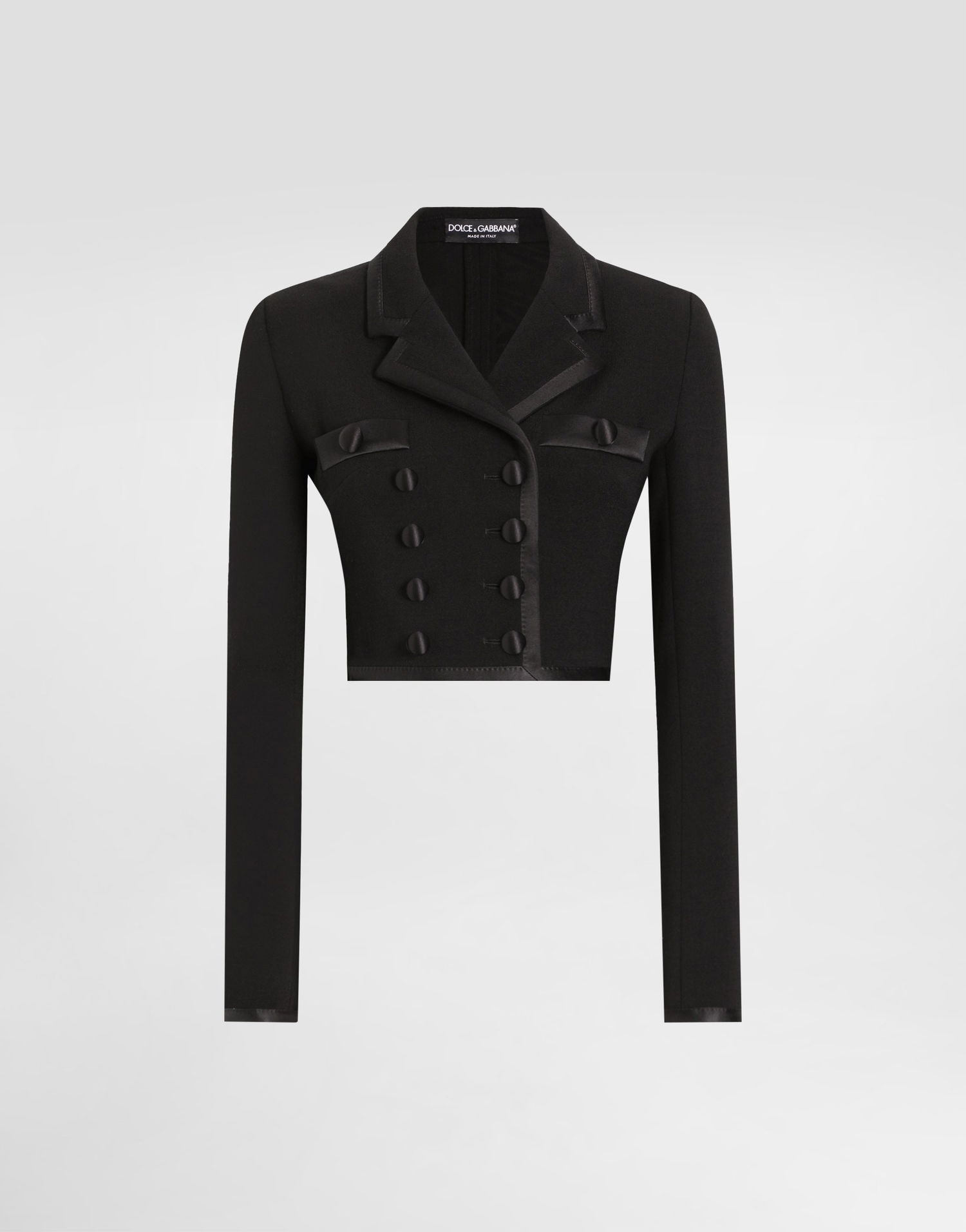 Jakke Dolce & Gabbana Dolce & Gabbana Short Double-breasted Wool Crepe Jacket Sort | F27EHTFUBD2N0000, 0