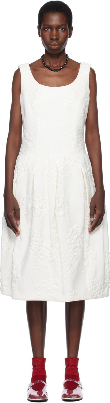 Kjole Comme des Garçons Comme des Garçons Jacquard Flower Pattern Midi Dress Hvid | RO-O008-051-1, 0