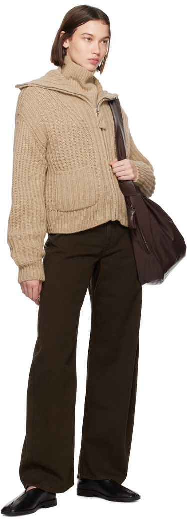 Sweater LEMAIRE LEMAIRE Trucker Collar Cardigan Beige | TO1263 LK1029, 3
