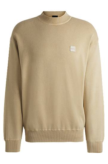 Sweater BOSS Relaxed-Fit Garment-Dyed Cotton Sweater Beige | 50531503, 0