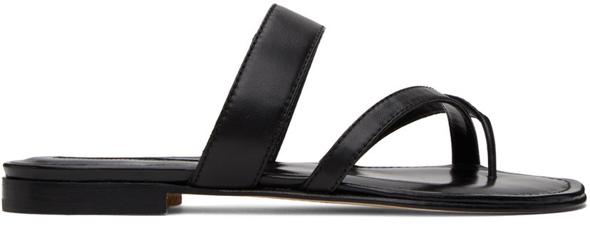 Tilbehør Manolo Blahnik Manolo Blahnik Susa Leather Toe-Ring Sandals Sort | 418-0317