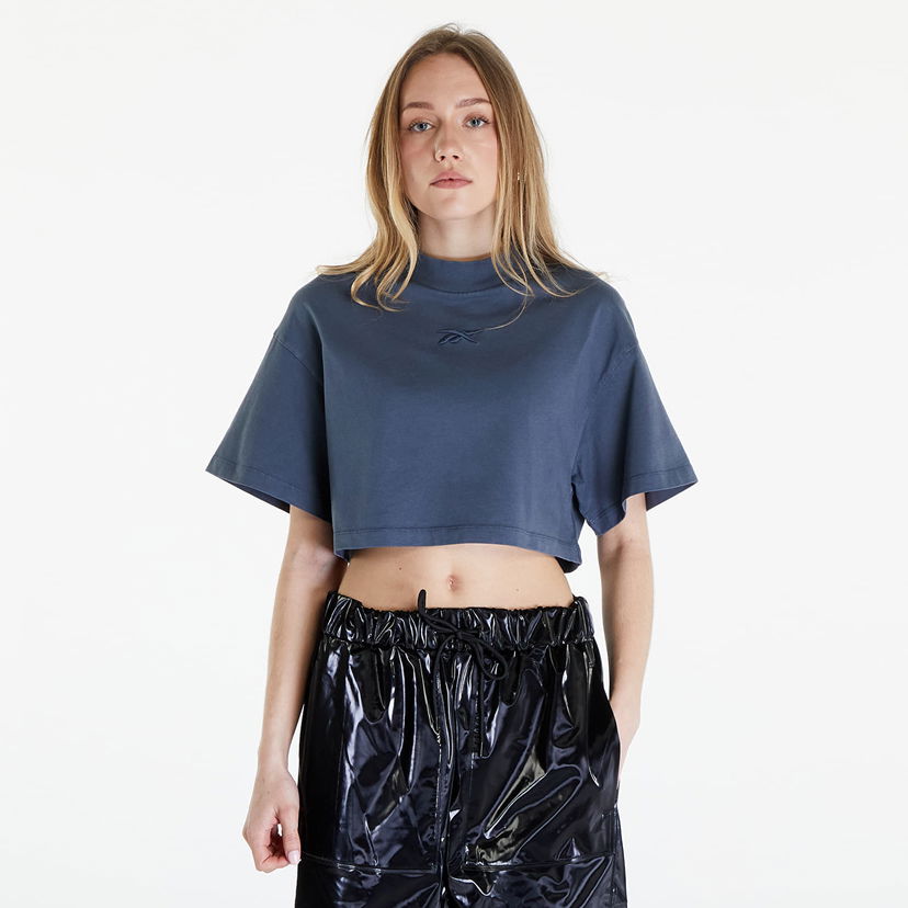 Crop top Reebok Washed Cropped Tee Washed Stone Blue Blå | RWAA001C99JER0024200