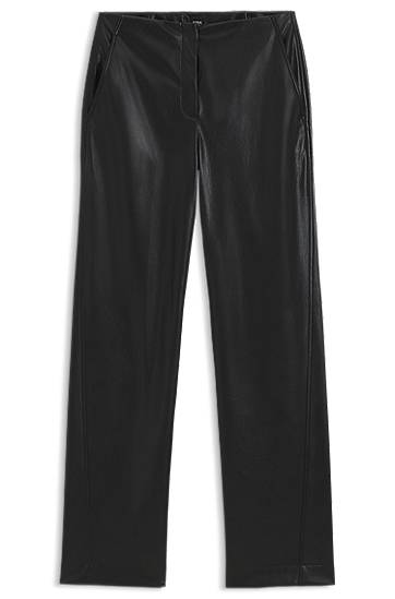 Bukser BOSS Faux Leather Straight-Leg Trousers Sort | 50549241