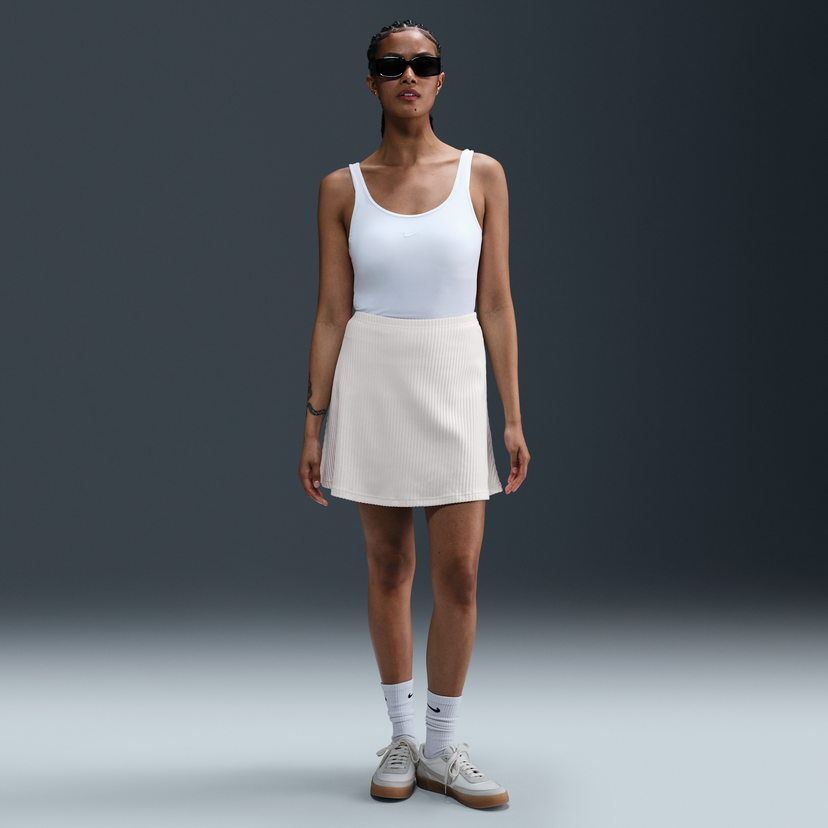 Nederdel Nike Ribbed Mini Skirt Sportswear Chill Knit Hvid | HJ1839-133