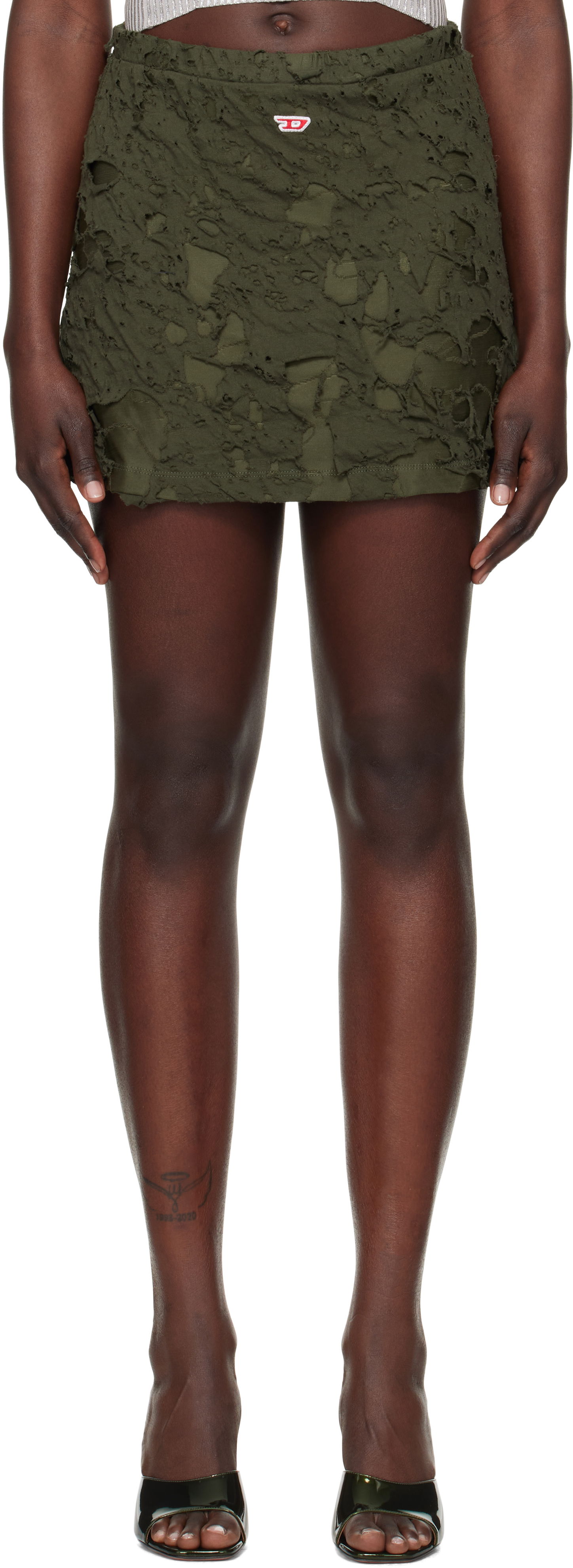Nederdel Diesel Distressed Miniskirt Grøn | A15243 0JHAN, 0