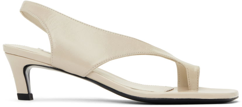 Skopleje TOTEME TOTEME Naplack Leather Thong Heeled Sandals Beige | 252-WAS0201-LE0020
