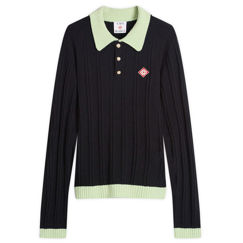 Polo skjorte Casablanca Casablanca Boucle Polo, Size Large Sort | MPF25-KW-1000-01