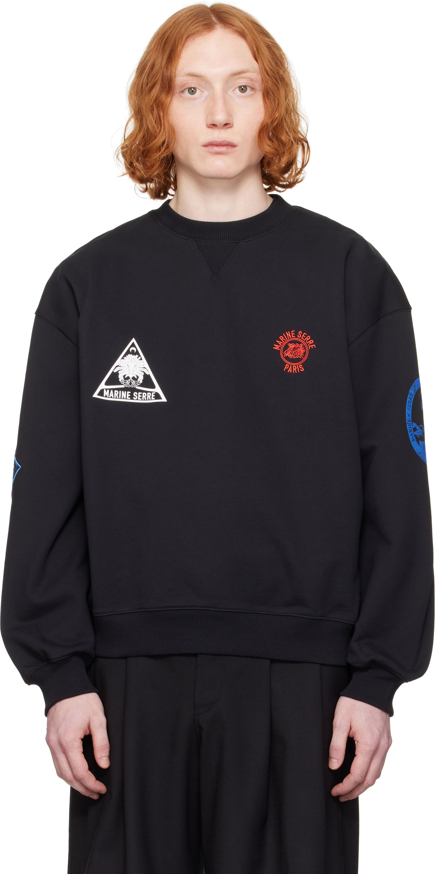 Sweatshirt Marine Serre Marine Serre Souvenir Fleece Oversized Sweatshirt Sort | UST022A CJER0078, 0
