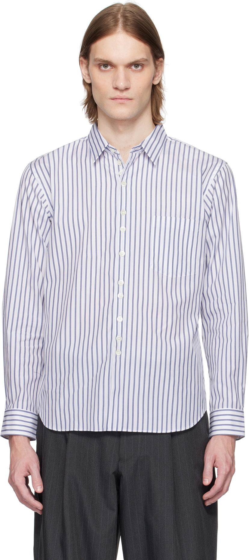 Skjorte Comme des Garçons Homme Deux Striped Shirt Hvid | DO-B030-051