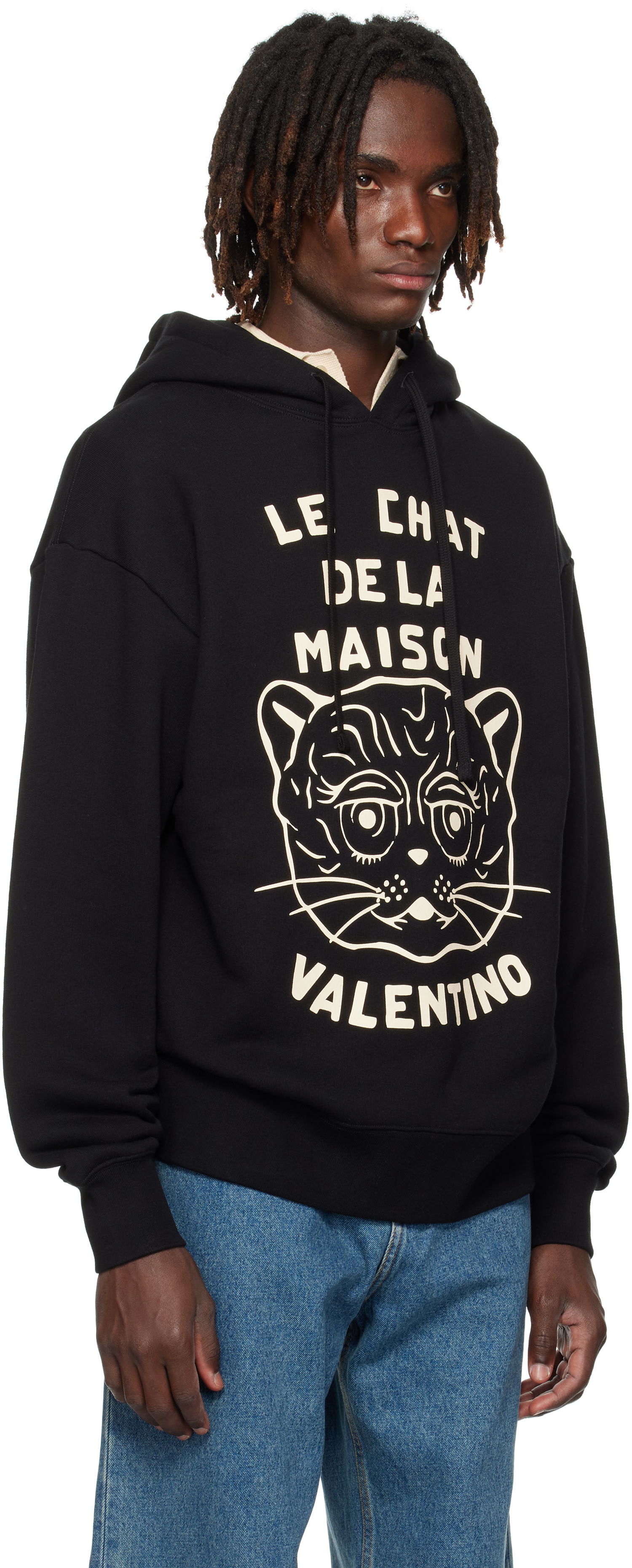 Sweatshirt Valentino Valentino 'Le Chat De La Maison' Print Hoodie Sort | 7V3MF28NB33, 1