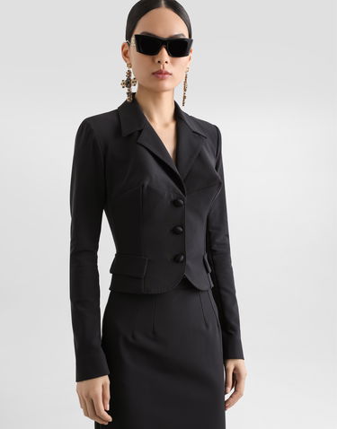 Jakke Dolce & Gabbana Dolce & Gabbana Short Single-breasted Cady Jacket Sort | F27FBTFUUC7N0000, 3