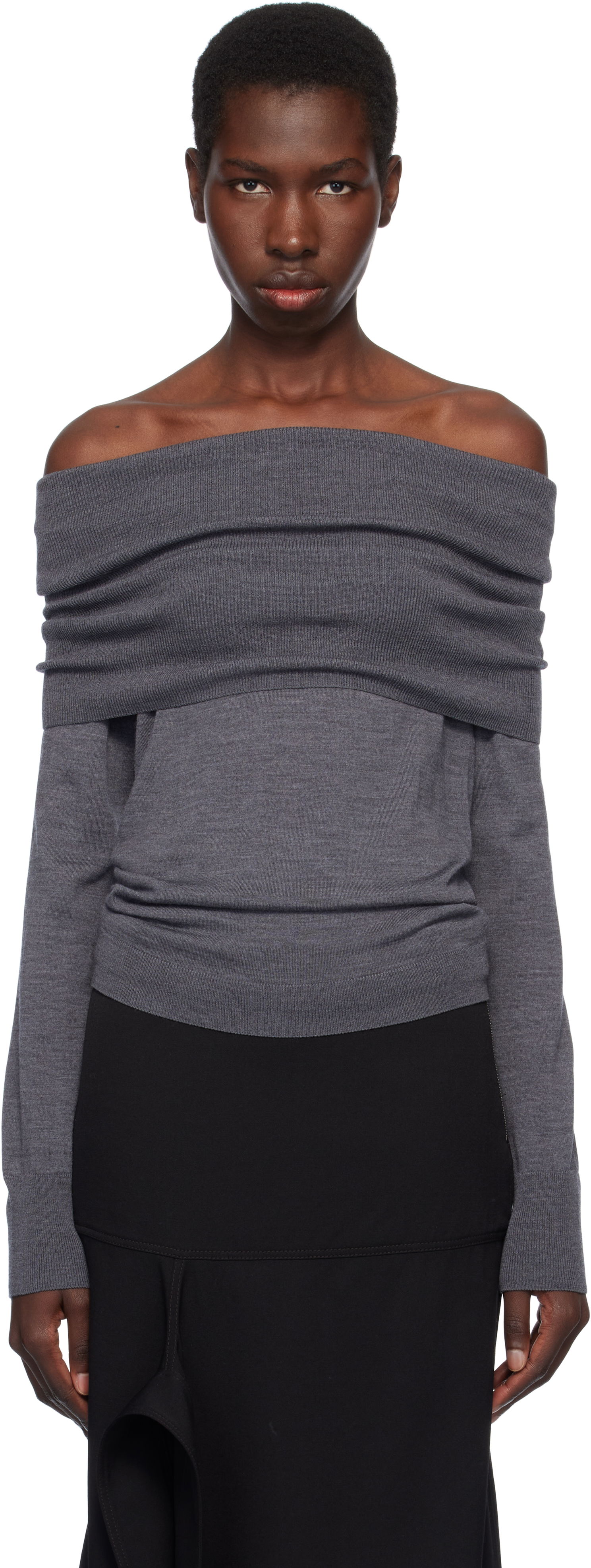 Sweater Stella McCartney Stella McCartney Off-The-Shoulder Light Wool Sweater Grå | 6K10403S2598, 0