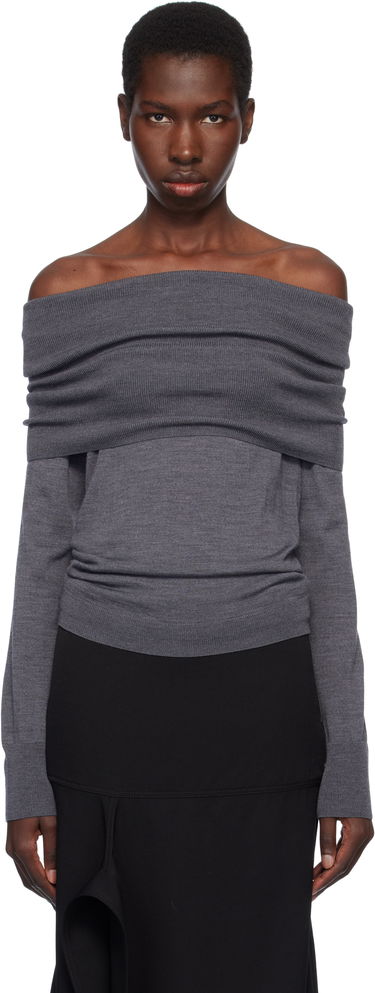 Sweater Stella McCartney Stella McCartney Off-The-Shoulder Light Wool Sweater Grå | 6K10403S2598, 0