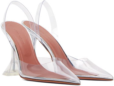 Sneakers og sko Amina Muaddi Transparent Holli Glass Sling Heels Hvid | HOLLI GLASS SLING PVC, 3