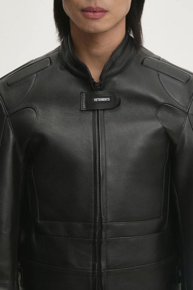 Jakke VETEMENTS VETEMENTS Racing Logo Leather Jacket Sort | UA66JA210B, 3
