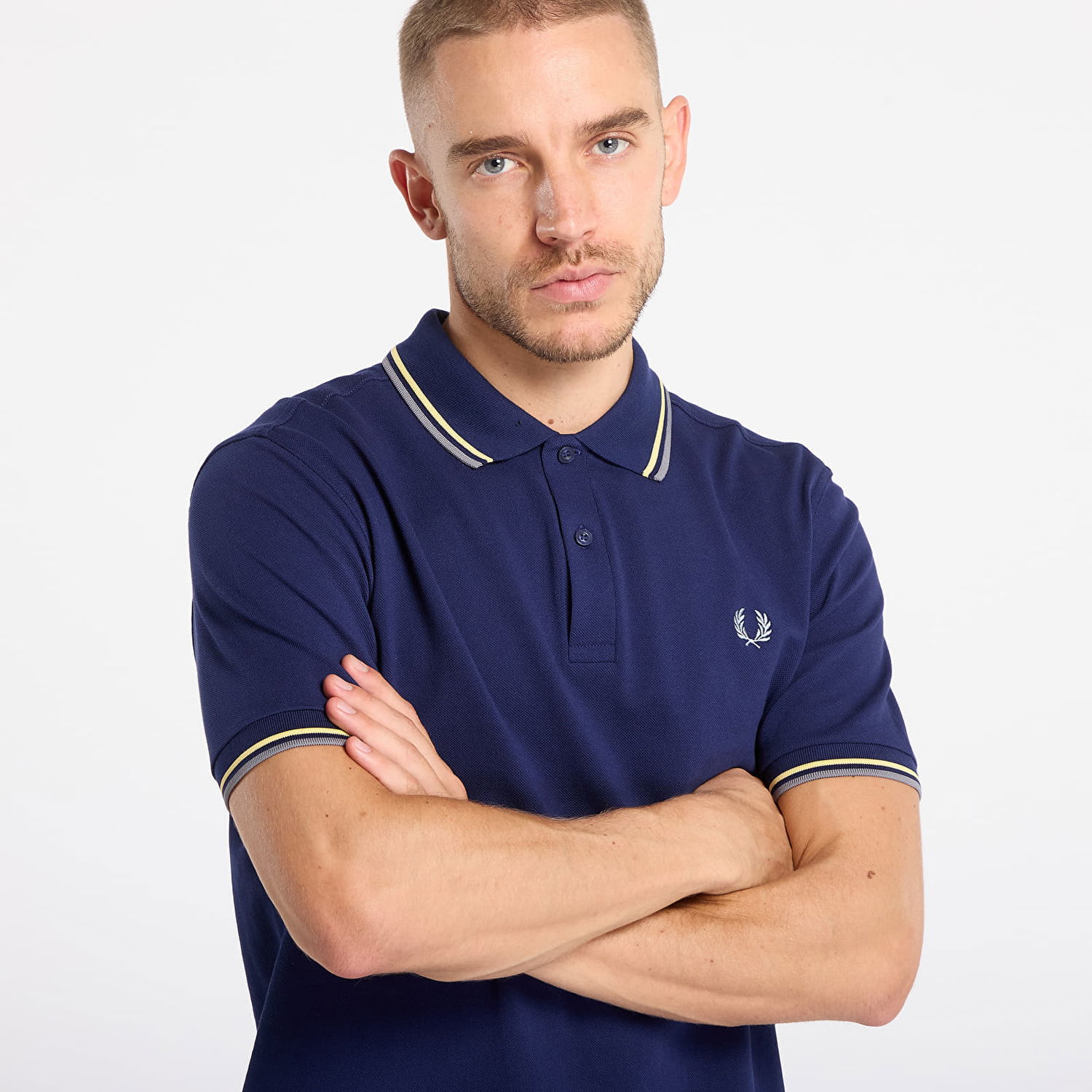 Polo skjorte Fred Perry Twin Tipped Polo Shirt Mørkeblå | M3600 48A, 1