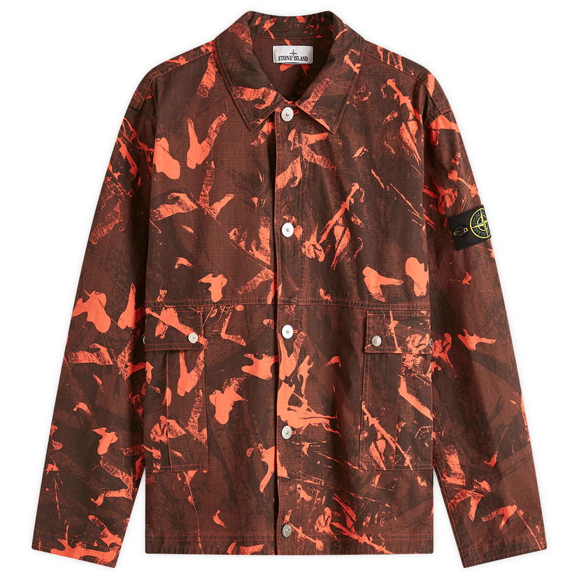 Jakke Stone Island Scan Camo Ripstop-OVD Shirt Jacket, Size Large Orange | K1S151200026-V0029
