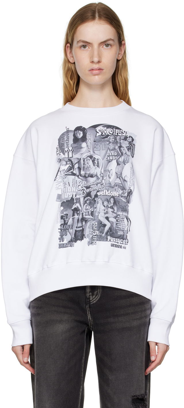 Sweatshirt We11done Movie Collage Graphic Sweatshirt Hvid | WD-TS3-22-743-U-WH