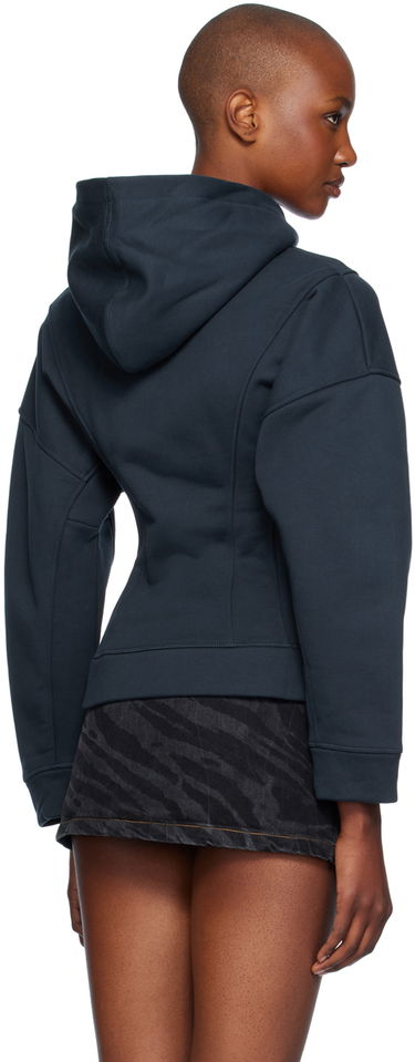 Sweatshirt GANNI Ganni Fleece Zip-Up Hoodie Mørkeblå | T4029, 2
