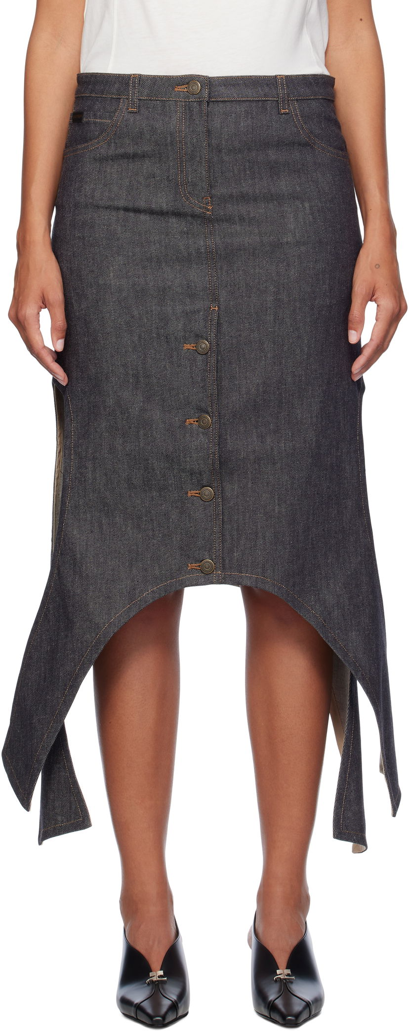 Nederdel Courrèges Courrèges Midi Denim Skirt Blå | 424DJU206DE0035