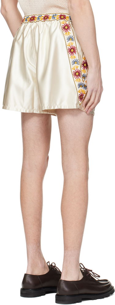 Shorts Bode Bode Candyfloss Embroidered Satin Shorts Beige | MRS25BT057, 2