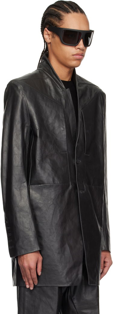 Jakke Rick Owens Rick Owens Hollywood Lido Leather Jacket Sort | RU01E5753 LTP, 1