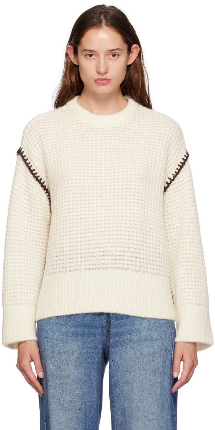 Sweater rag & bone Rag & Bone Women's Katie Crocheted Sweater Hvid | WAS24F049SA49