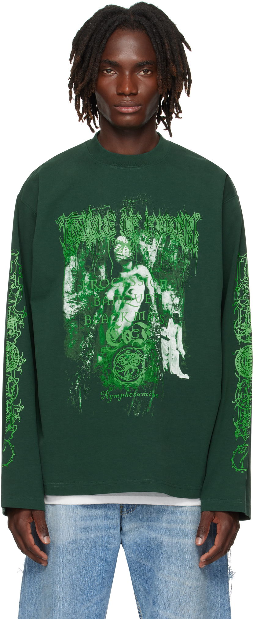 T-shirt VETEMENTS Vetements Cradle Of Filth Nymphetamine Graphic Longsleeve T-Shirt Grøn | UCF76LS750E