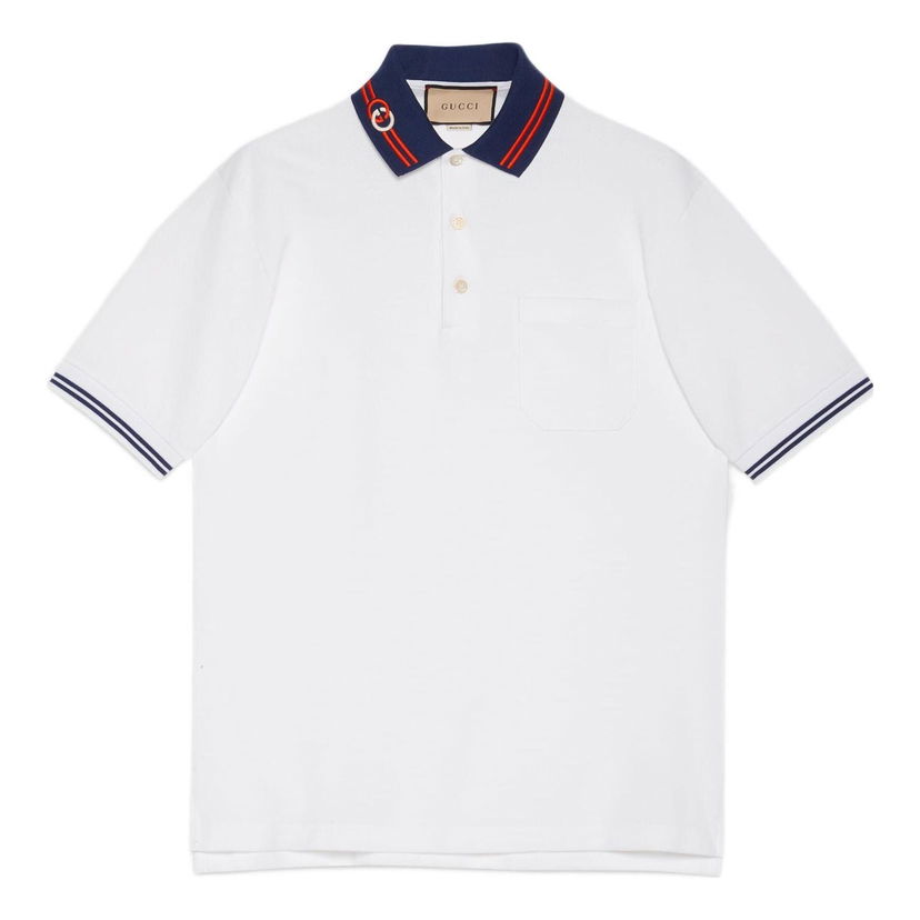 Polo skjorte Gucci Interlocking G Cotton Piquet Polo Hvid | 658067-XJDI2-9692