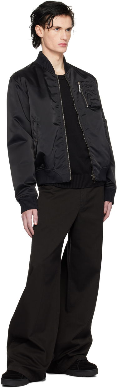 Bomberjakke Palm Angels Black Bomber Jacket With Logo Patch Sort | PMEH033S25FAB0011010, 3