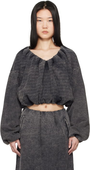Sweatshirt Diesel Cropped Gathered Sweatshirt Sort | A17074 0EGBV, 0