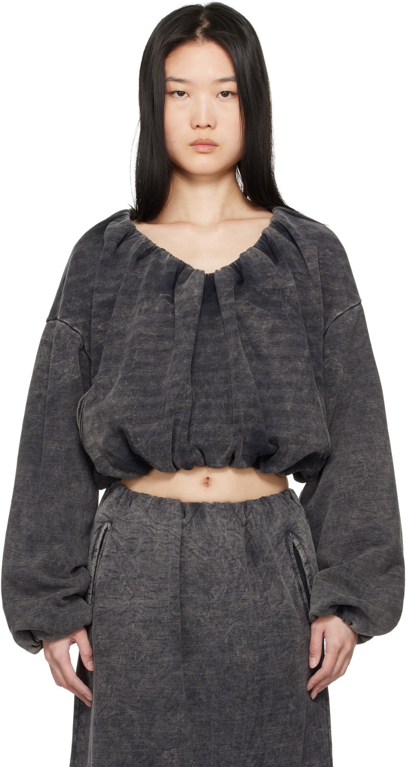 Sweatshirt Diesel Cropped Gathered Sweatshirt Sort | A17074 0EGBV