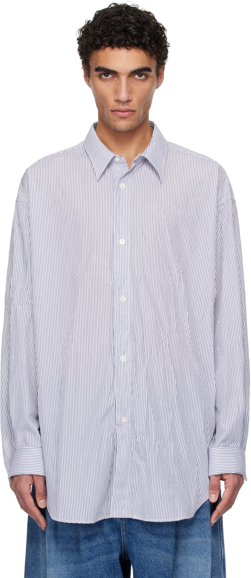 Skjorte HED MAYNER Hed Mayner Crinkled Poplin Shirt Hvid | HMMA60001A-HA167