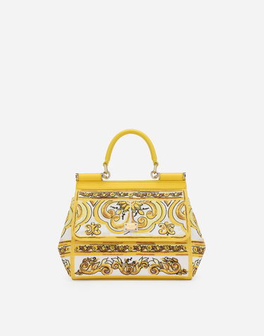 Håndtaske Dolce & Gabbana Medium Handbag With Floral Print Gul | BB6003AW050HG3OB, 0