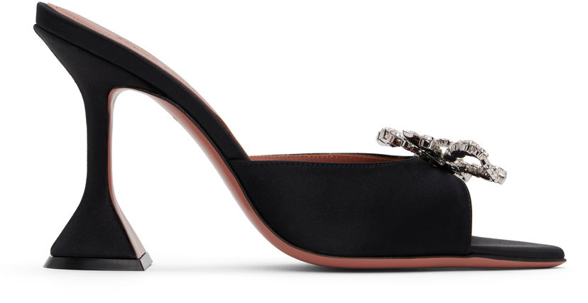 Tilbehør Amina Muaddi Amina Muaddi Rosie Slipper Heeled Sandals Sort | ROSIE SLIPPER CL SATIN