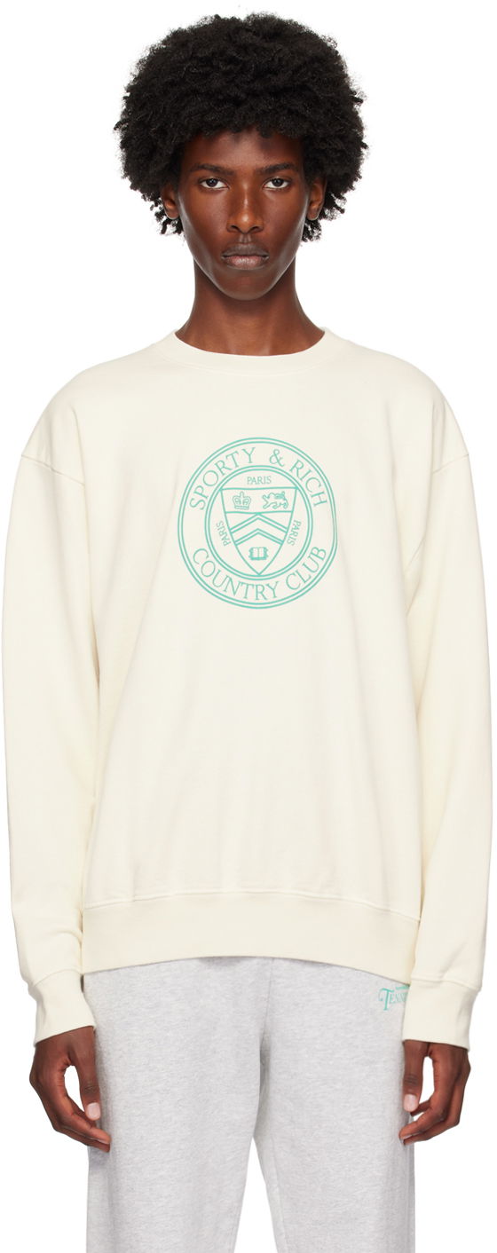 T-shirt Sporty & Rich Off-White Connecticut Crest Sweatshirt Hvid | WS067S416CC