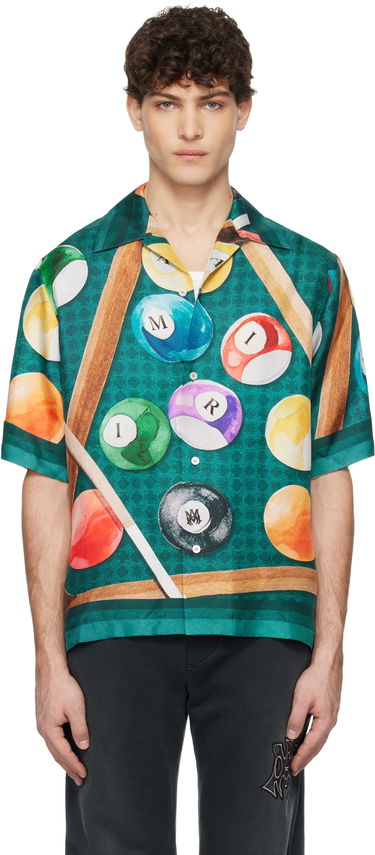 Skjorte AMIRI AMIRI Billiards Print Bowling Shirt Grøn | AMSTCA1083, 0