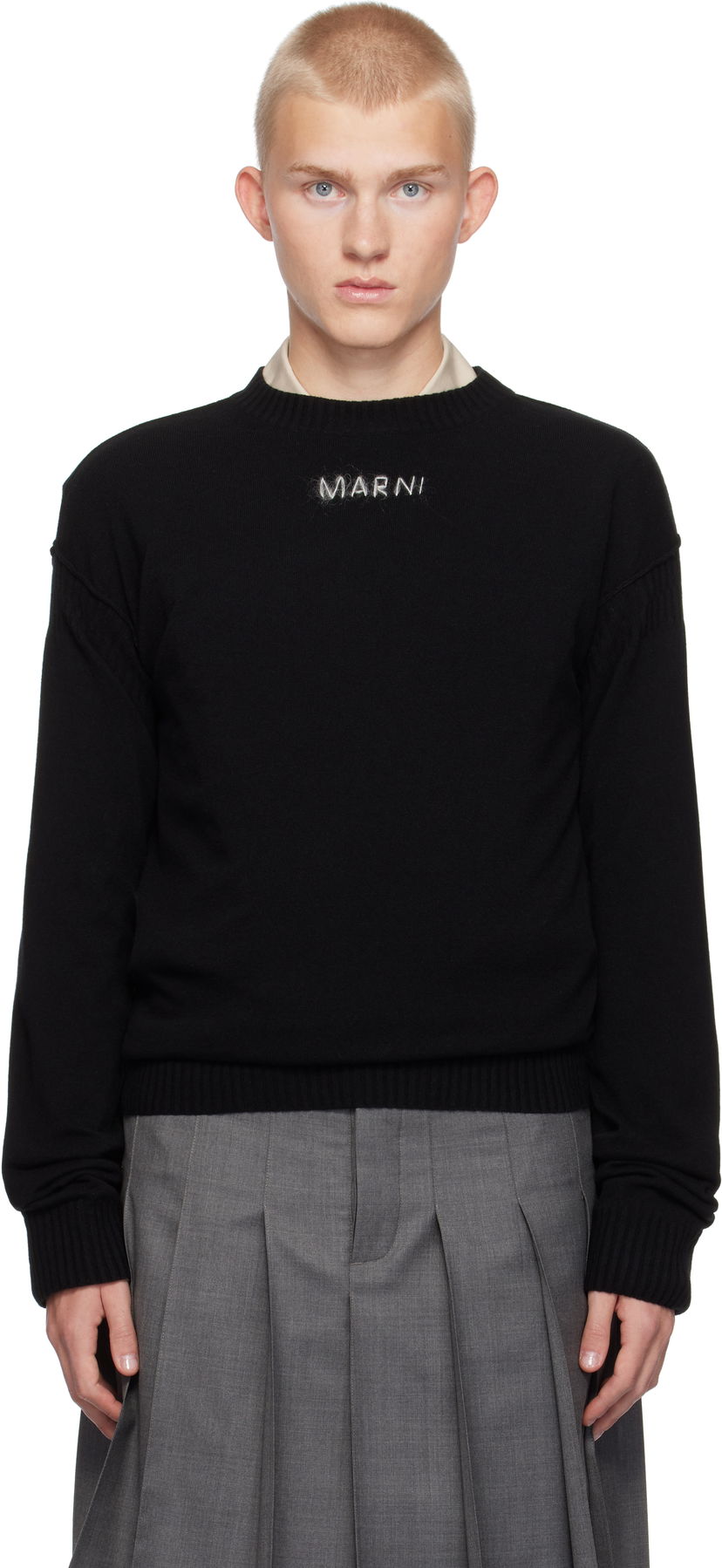 Sweater Marni Wool & Cashmere Logo Sweater Sort | GCMG0417A0 UFZ380