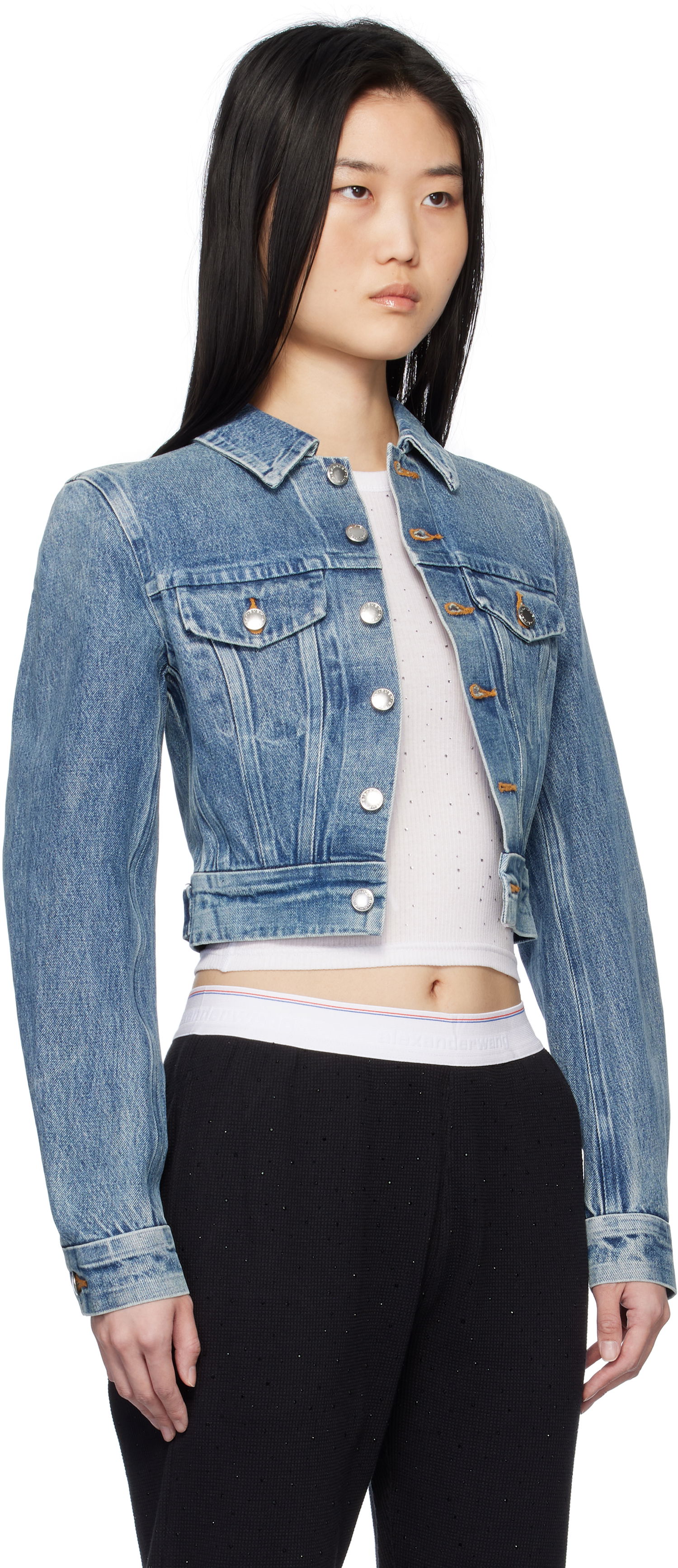 Jakke Alexander Wang Alexander Wang Trucker Denim Jacket Blå | 1WC1252598, 1