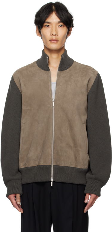 Jakke FERRAGAMO Ferragamo Suede and Knit Panel Jacket Grå | 785964, 0