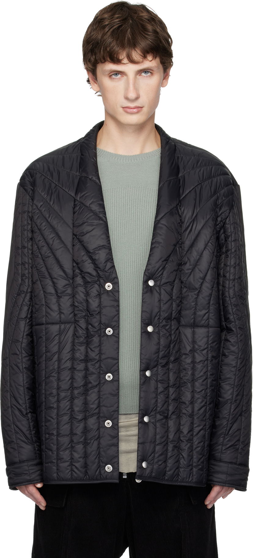 Puffer jakke Rick Owens Concordians Long Sleeve Quilted Liner Down Jacket Sort | RU02E1755 NPT1